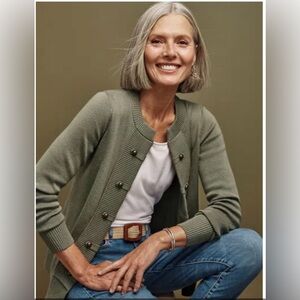 NWOT, J. Jill Button Detailed Sweater Jacket, Size M, Peat Moss